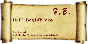 Huff Boglárka névjegykártya